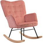 HOMCOM Schaukelstuhl Schaukelsessel mit Cordoptik, Armlehne (Schaukelsessel, 1 St), für Wohnzimmer, Schlafzimmer, Beige