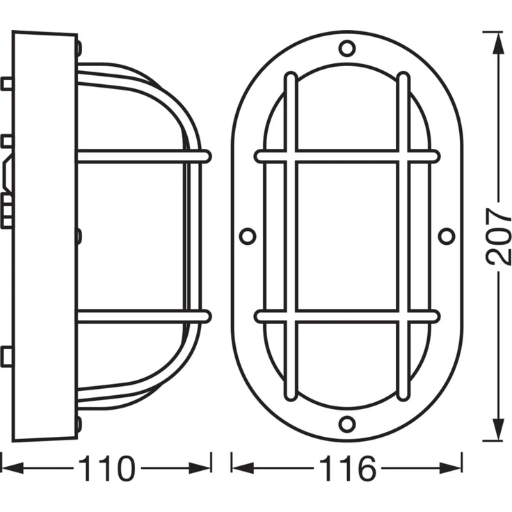 Osram LED Wandleuchte Bulkhead Essential Oval E27 schwarz – Bild 5