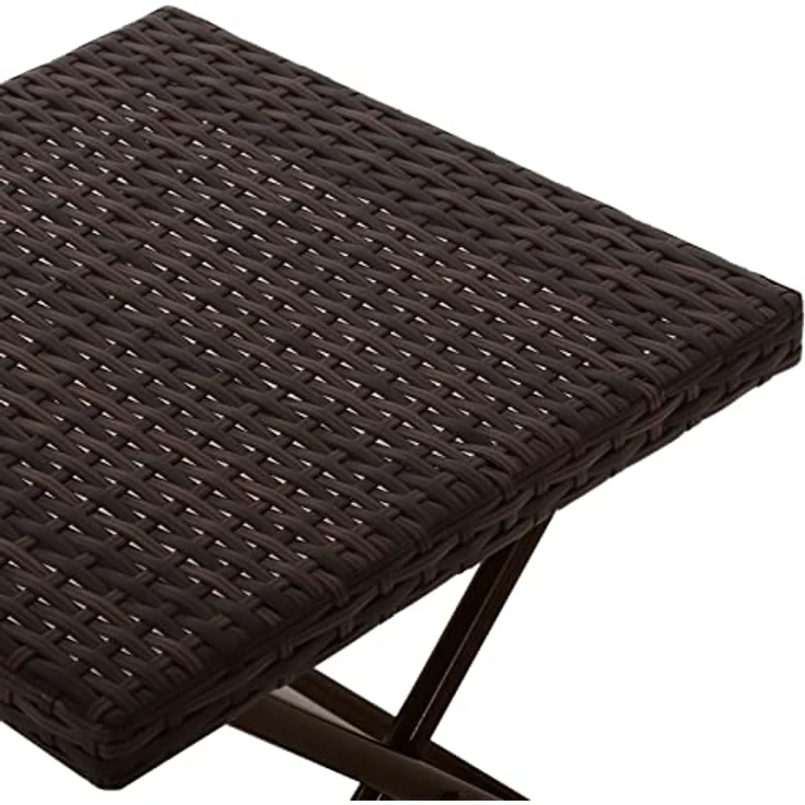 Outsunny Klapptisch, Gartenmöbel aus Polyrattan, Braun, 40x40x40 cm, stabiler Stahlrahmen, klappbar, pflegeleicht – Bild 9