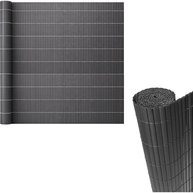 PVC Sichtschutzmatte Cefalu 100x500 cm 16mm Anthrazit [casa. pro] – Bild 2