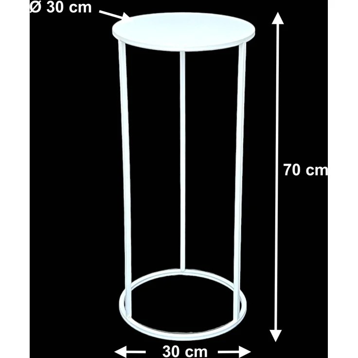 DanDiBo Blumenhocker Metall Weiß Rund 70 cm Blumenständer Beistelltisch 96483 L Blumensäule Modern Pflanzenständer Pflanzenhocker – Bild 2