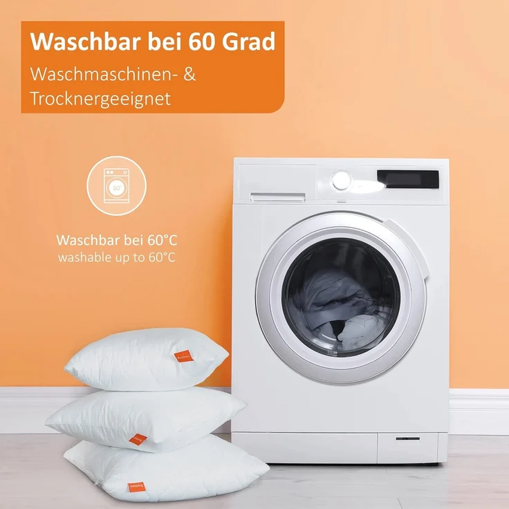 sleepling Microfaserkissen Basic 100 - Sets, Füllung: 100% Mikrofaser, Seitenschläfer, Rückenschläfer, Bauchschläfer, Set, 2er Set, für Allergiker geeignet, waschbar und trocknergeeignet – Bild 6