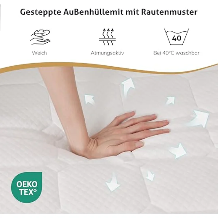 EGO HOME Matratzen Topper 180x200, 7cm Höhe Matratzentopper aus Schaumstoff von 7 Zonen Schneiden, 180x200 cm Matratzenauflage mit Öko-TEX Zertifiziert für Boxspringbett Matratzen Schlafsofa – Bild 5
