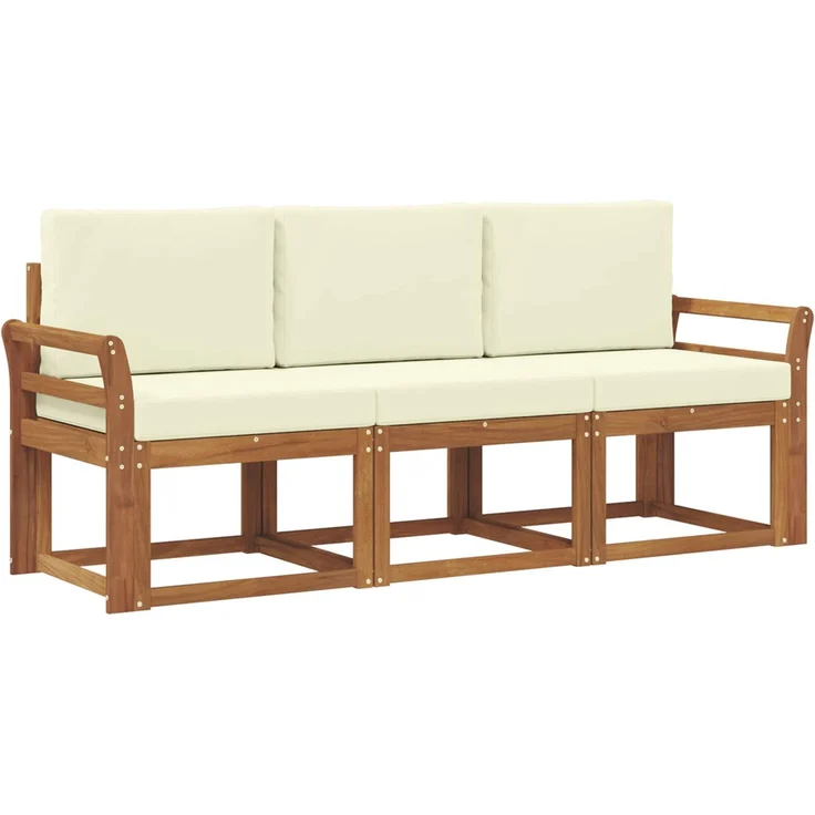 vidaXL Outdoor-Sofagarnitur 3 stk. 3-Sitzer Natur und Creme 3365938 – Bild 2