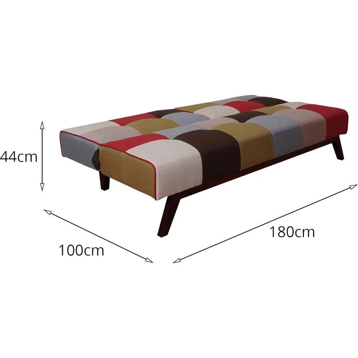 Dmora 3-Sitzer-Schlafsofa, aus gepolstertem Patchwork-Stoff, Clic-Clac-Öffnung, in ein Einzelbett umwandelbar, Made in Italy, 180x79xh76 cm, Mehrfarbig – Bild 8