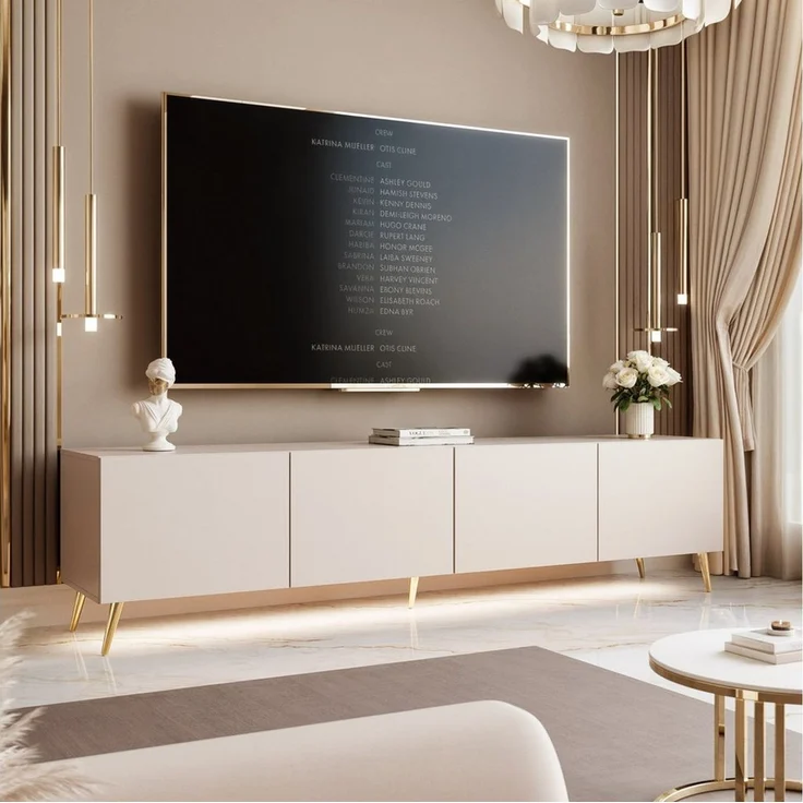 yourhouse24 Lowboard TV ANGEL 200 auf Füßen mit LED-Beleuchtung – Griffloses Design – Bild 3