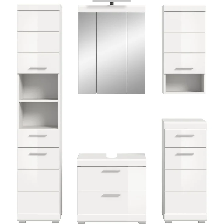 Xonox Scout Badkombination (B/H/T: 164x191x34 cm) in weiß Nachbildung und weiß Hochglanz tiefzieh – Bild 2