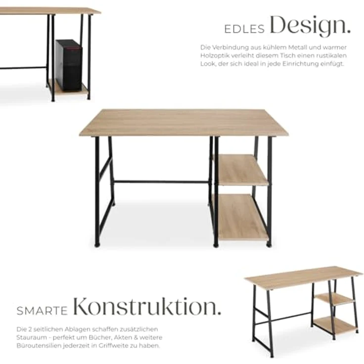 tectake Schreibtisch Paisley (1-St, 1 tlg), Rustikaler Schreibtisch im schnörkellosen Industrial Style – Bild 6