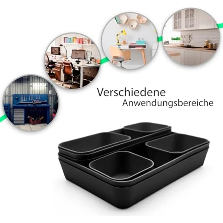 BigDean Organizer Schubladen Organizer mit 8 Fächern in Schwarz (Set, 1 St, 8 tlg), Küche (Lebensmittelecht), Schreibtisch, Büro – Bild 6