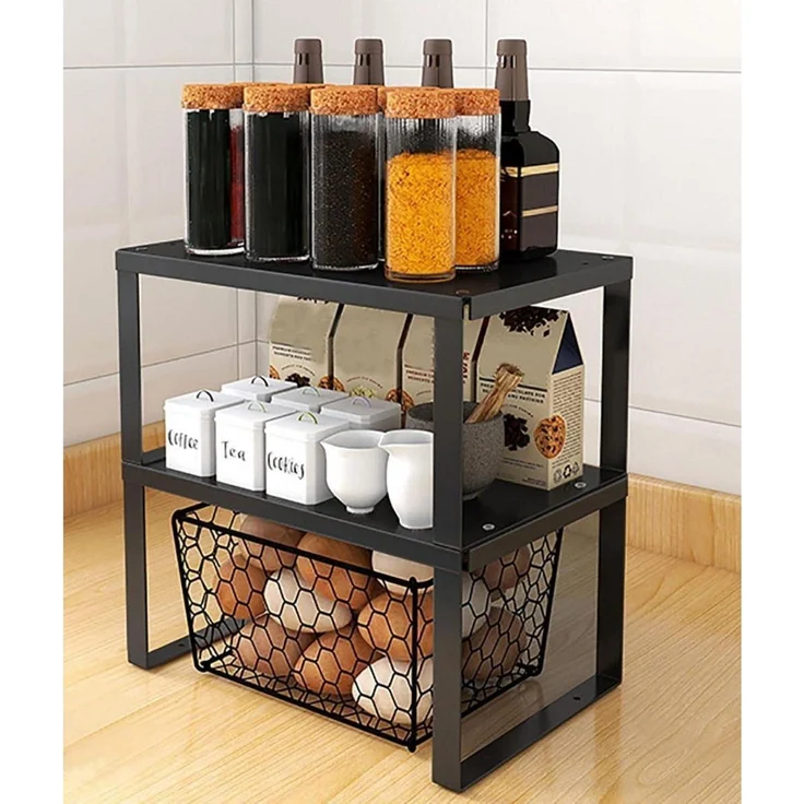 YunNasi Stapelbares Schrankregal Edelstahl Küchen Organizer 2x M 30x20x15cm – Bild 1
