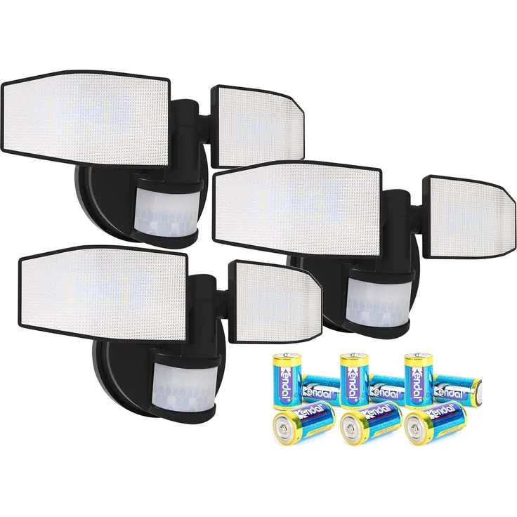 Northpoint LED Wandstrahler Bewegungsmelder 2 Fluter-Köpfe Schwenkbar Batterie 400L