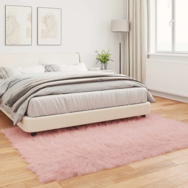 vidaXL Kunstschaffell Teppich Tafalla Rosa 160 x 230 cm Polyester 42021550 – Bild 3