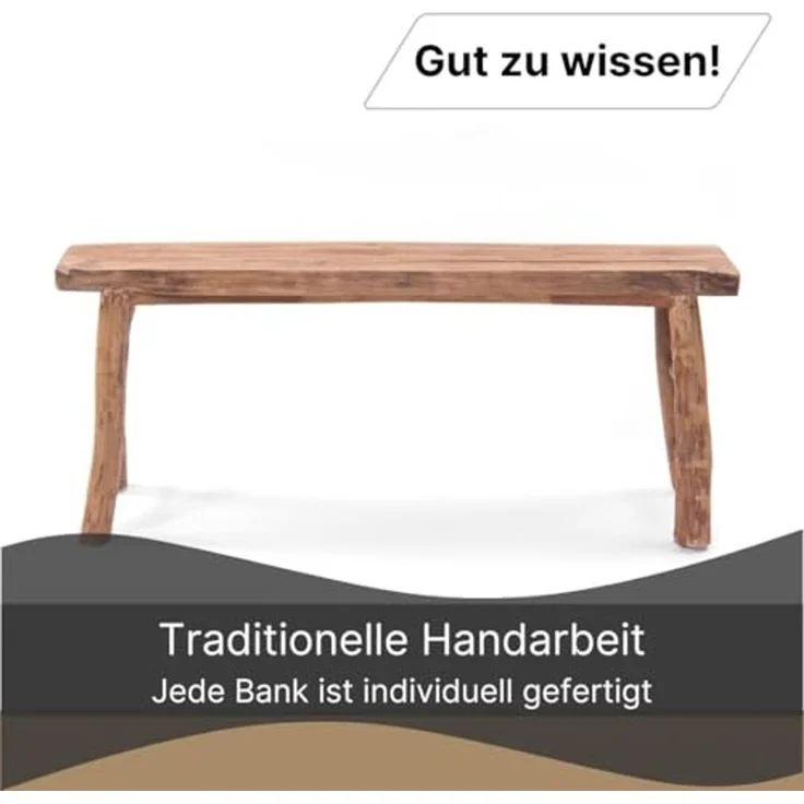 DESIGN DELIGHTS Sitzbank HOLZBANK "MALU 120", Holz massivholz, 120 cm, Baumkante Sitzbank – Bild 5