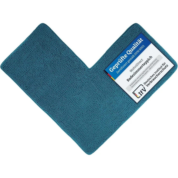 WohnDirect Eck Duschmatte 100 x 100 x 50 cm | Petrol - rutschfest & Waschbar - idealer Duschvorleger für eckige Duschkabinen zum Set kombinierbar - Badematten & Badteppiche – Bild 1