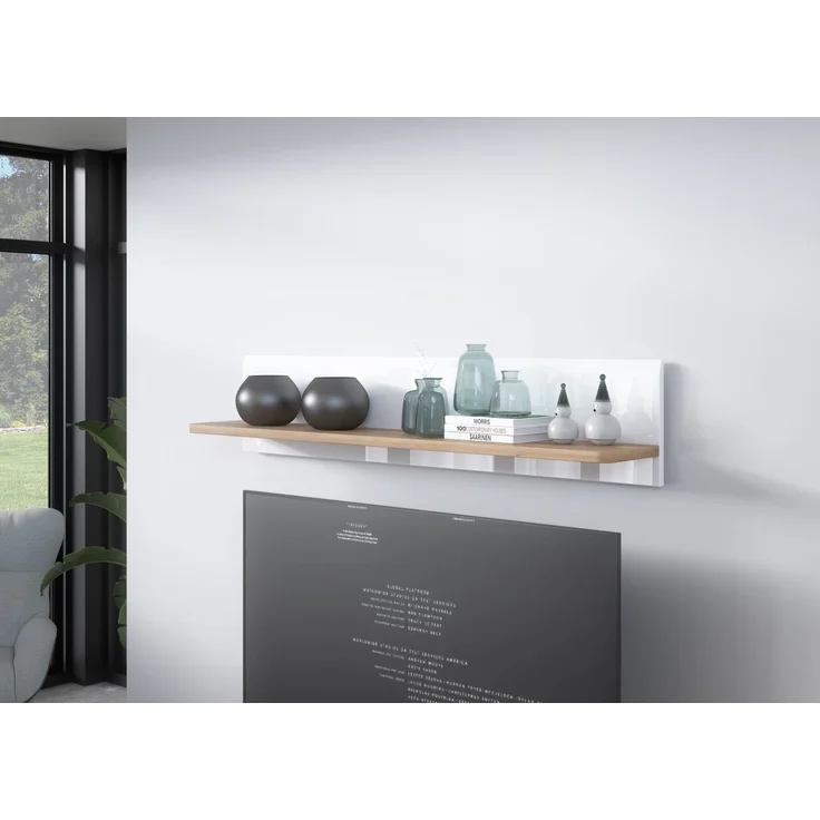 Wandboard >ATTENTION< in Riviera Eiche / Weiß Gloss - 140x29x24cm (BxHxT) – Bild 2