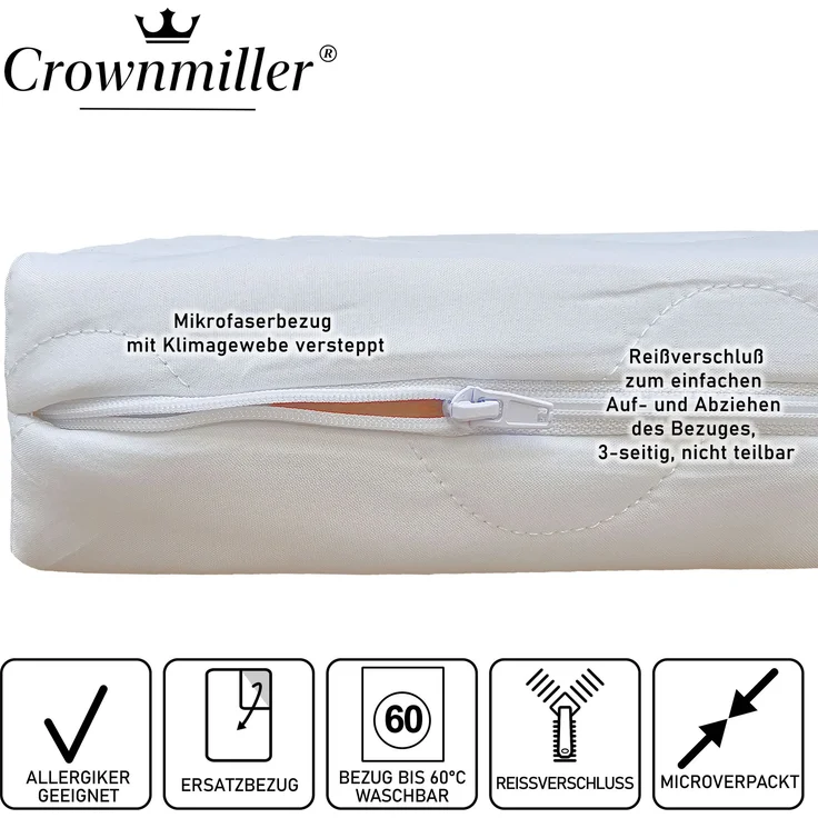 Crownmiller Topperbezug 180x200cm, für Topper von 5-7 cm, waschbar bis 60°C, OEKOTex100 – Bild 2