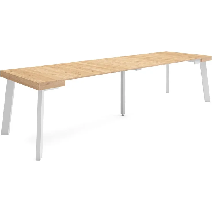 Skraut Home | Ausziehbarertisch | Multifunktionaler ausziehbarer | 300 | Für 14 Gäste | Hölzerne Beine | Moderner Stil | Eiche