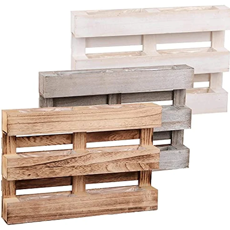 UNUS GARDEN Blumenkasten Paletten Pflanzkasten 3 Reihen (1 St, Abmessung (60 x 41 x 8,5 cm), Pflanzkasten Deko Pflanzgefäß Kräutergarten Wanddekoration aus Holz – Bild 6