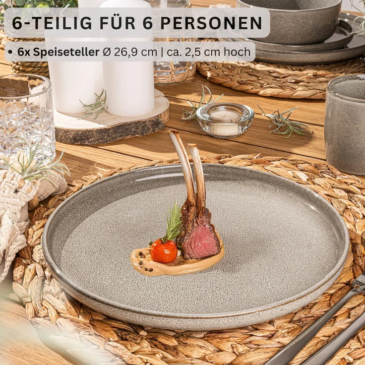 SÄNGER Speiseteller Set Kairo Clay - 6 teilig aus Steingut – Bild 2