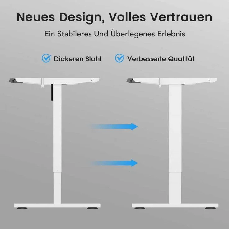 HOMAVO höhenverstellbares Tischgestell, geeignet für Tischplatten mit einer Breite von 50–70 cm, weiß, Höhen-Speicherfunktion – Bild 7