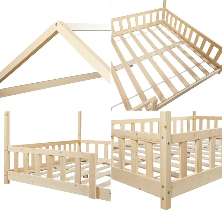 Hausbett Hesel, Kinderbett und Lattenrost, Holzoptik, 120x200 cm – Bild 6