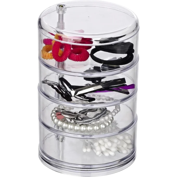 WENKO Badorganizer Tower, Kosmetik-Aufbewahrung mit 4 Fächern, transparent – Bild 8