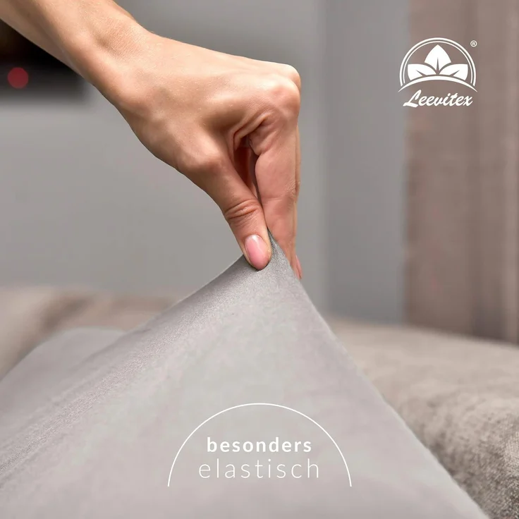 leevitex® Spannbettlaken Spannbettlaken Premium Elasthan, Gummizug: rundum, blickdicht, Anti-Pilling, 97% Baumwolle, 3% Elasthan, 40 cm Steg – Bild 4
