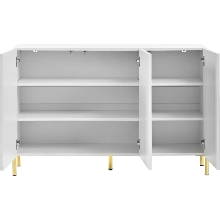 ZUBALIYA Schuhschrank 120 x 35,5 x 80 cm, mit 3 Türen, aus MDF / Spanplatte, Weiß – Bild 18