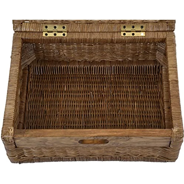 Krines Home Aufbewahrungskorb Flacher Korb mit Deckel Rattan geflochten Regalkorb Aufbewahrungsbox – Bild 7