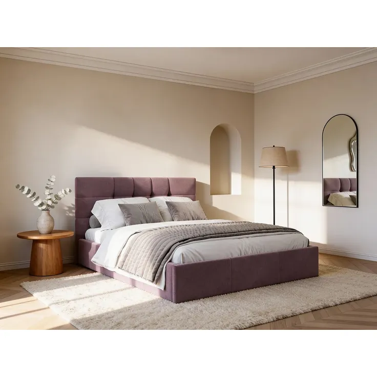 Vente-unique - ELIAVA Bett Stoff Rot - B 213 cm x H 106 cm x L 190 cm