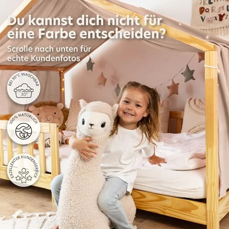 lilimaus Betthimmel Musselin Hausbett Himmel Kinderzimmer Baumwolle mit Gold, Gemütlicher Baldachin aus Baumwolle für traumhafte Kinderzimmer-Deko – Bild 7
