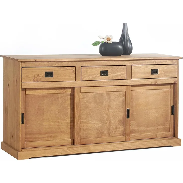 IDIMEX Sideboard SAVONA, Sideboard SAVONA, Kommode, Kiefer massiv, mit 3 Türen Schubladen, Buff
