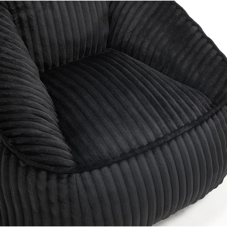 Sitzsack aus Cord mit Schaumstofffüllung, leicht zu bewegen, 98x92x73 cm, Schwarz – Bild 6