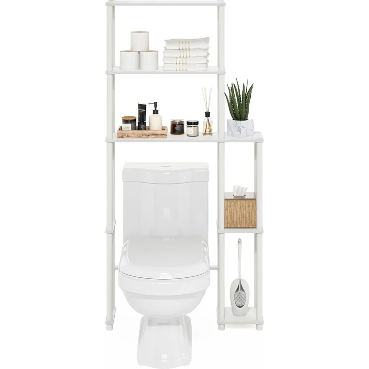 Furinno Turn-N-Tube platzsparendes WC mit 5 Regalen, Weiß/Weiß – Bild 4