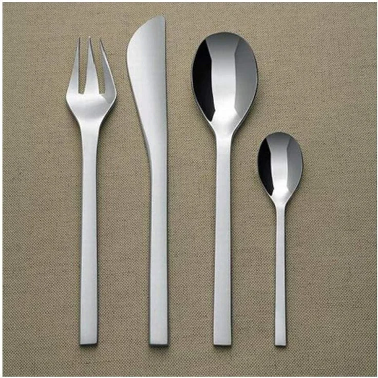 Alessi Colombina Besteckgarnitur: 6 Tafellöffel, 6 Tafelgabel, 6 Tafelmesser, 6 Kaffeelöffel, Edelstahl, 24tlg, 24-Einheiten – Bild 3