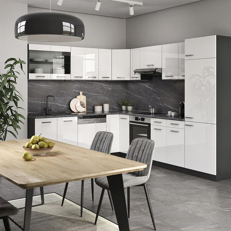 Küchenfront R-Line Weiß Hochglanz 29.6x59 cm Möbelfront für den Hängeschrank Vicco – Bild 6