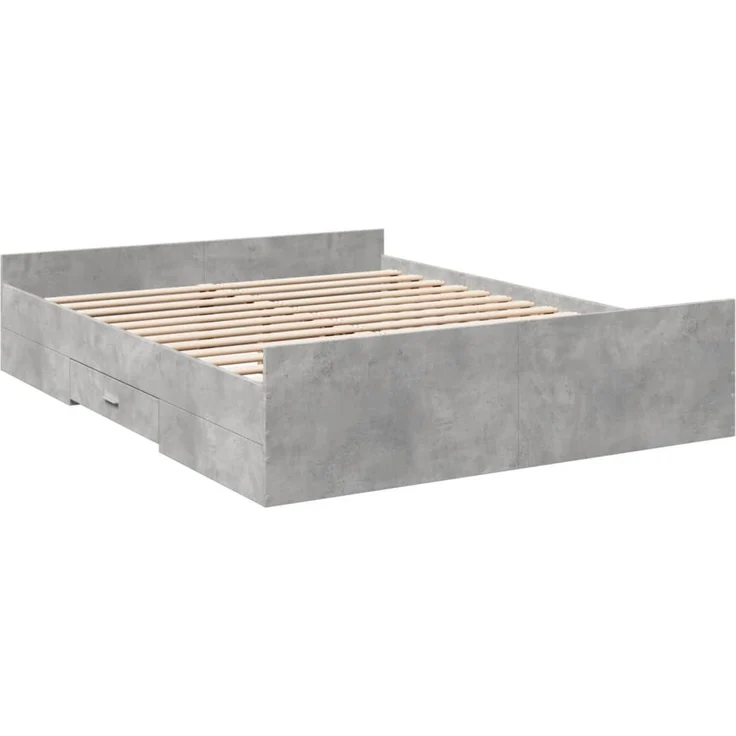 vidaXL Bettgestell mit Schubladen Betongrau 160x200 cm Holzwerkstoff 3280282 – Bild 6