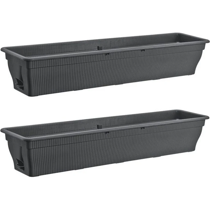 BURI Blumenkasten 2x Balkonkasten 100cm Wasserspeicher Pflanzkasten Entwässerung grau (2 St) – Bild 4