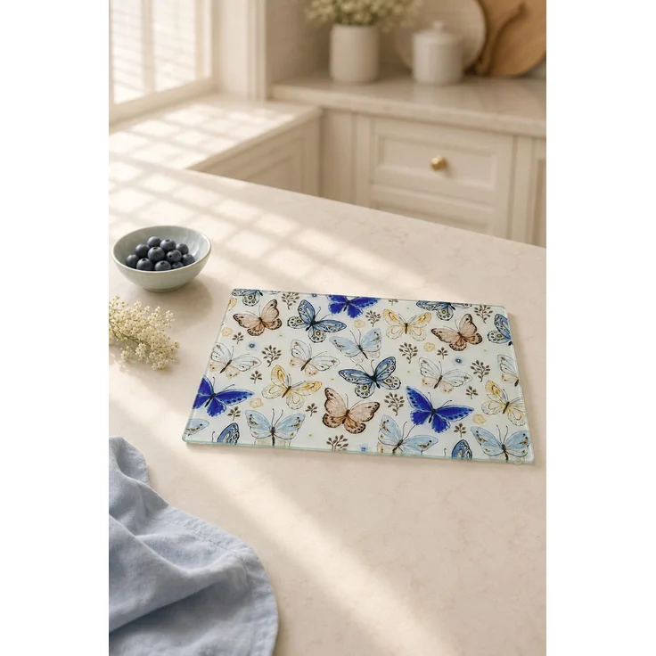 Hermia Concept 'Cms - 1040 - Butterfly' Glasschneidebrett, Mehrfarbig, 35 x 25 x 0,4 cm – Bild 1