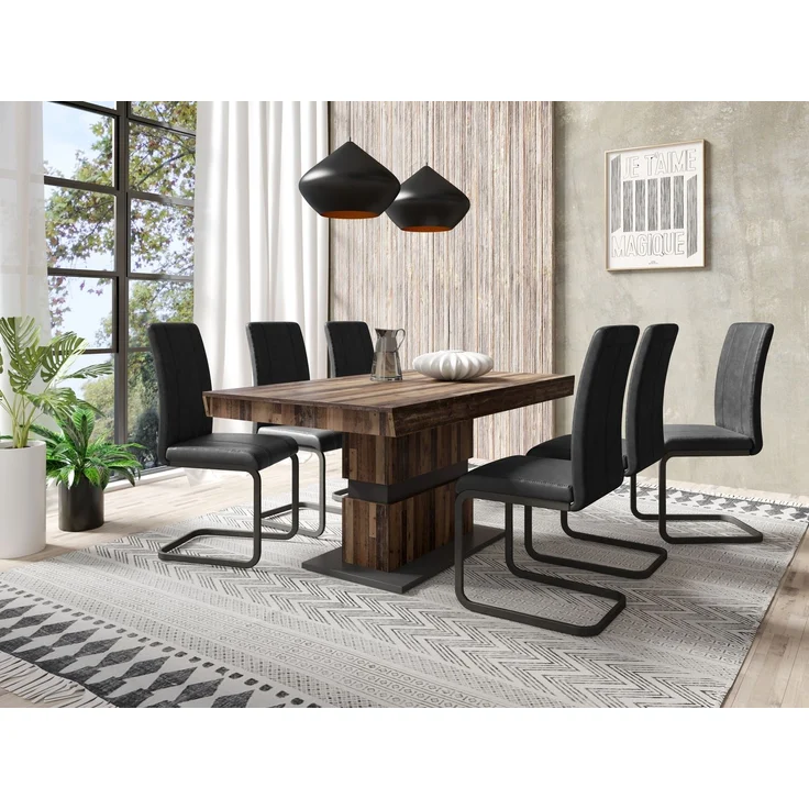 Tisch >MATTHEW< mit Auszug in Old-Wood-Optik 140-195 x 75 x 90 cm (BxHxT) – Bild 6