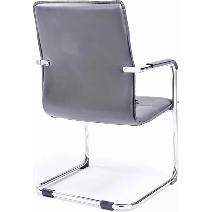 DELUKE® 2er Set Besucherstuhl SEATTLE - 92x56x60cm, Grau Kunstleder Metall in Chromoptik Gestell Konferenzstuhl Wartezimmerstuhl – Bild 4