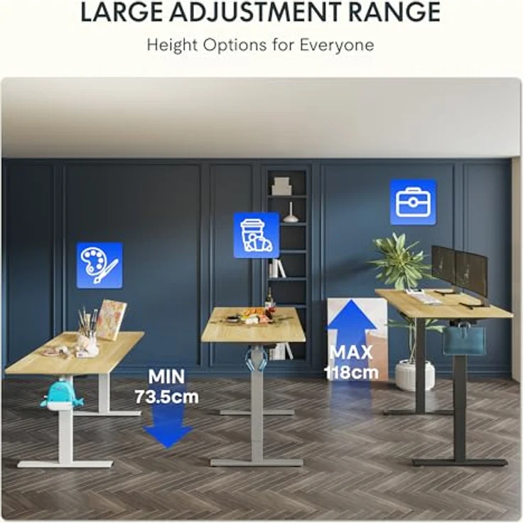 FLEXISPOT Höhenverstellbarer Schreibtisch Basic Plus 100x60 cm mit Haken und Memory-Handsteuerung-Sitz-Stehpult für Büro & Home-Office (Schwarz) – Bild 5