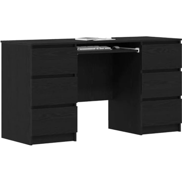 vidaXL Schreibtisch mit Speicher Schwarz Eichen-Optik 140 x 50 x 76 cm 3329284 – Bild 2