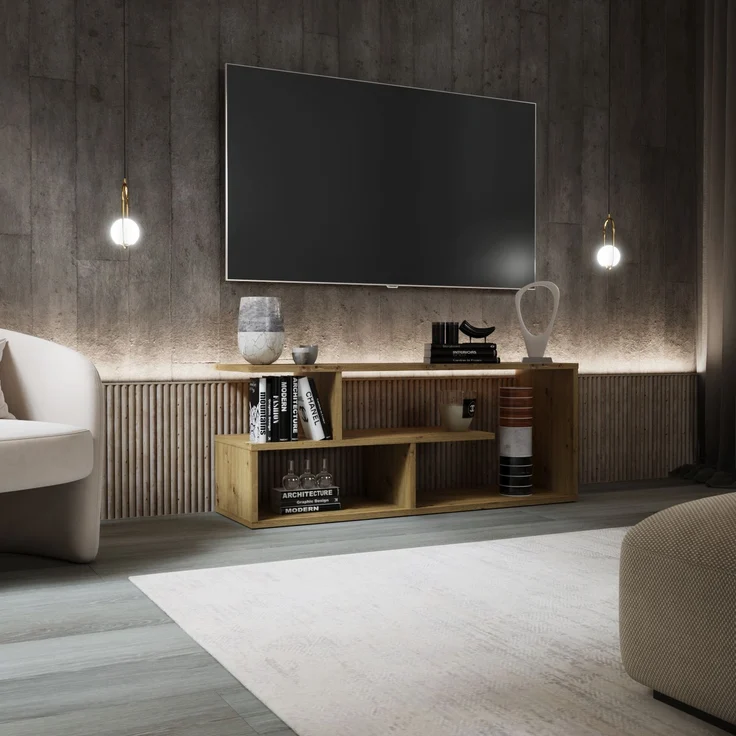 Shefa TV-Lowboard Eden 100 - Eiche Artisan Optik - Modernes TV-Regal (100 cm) – Bild 4