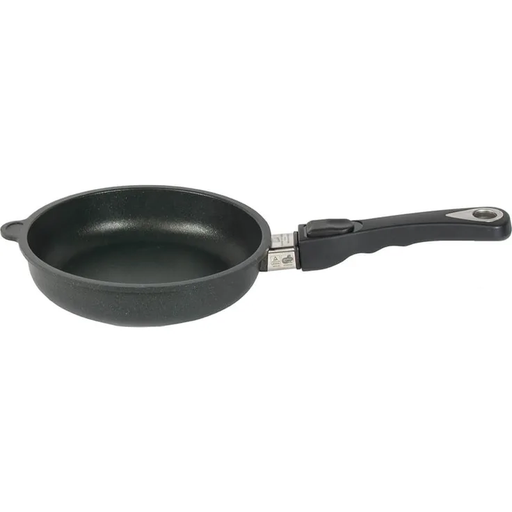 AMT Bratpfanne mit abnehmbarerm Griff, induktionsgeeignet, Aluminiumguss schwarz, 20,0 cm