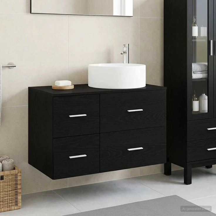 vidaXL Badezimmerschrank-Set 2 stk. Schwarze Eiche 79,5 x 44,5 x 80 cm 3404009 – Bild 1