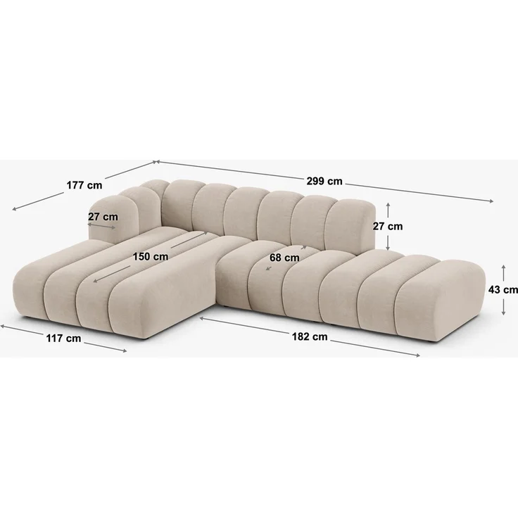 Micadoni Modulares Ecksofa offen Lupine 5-Sitzer Samt Venus Dunkel Petrol Links – Bild 2