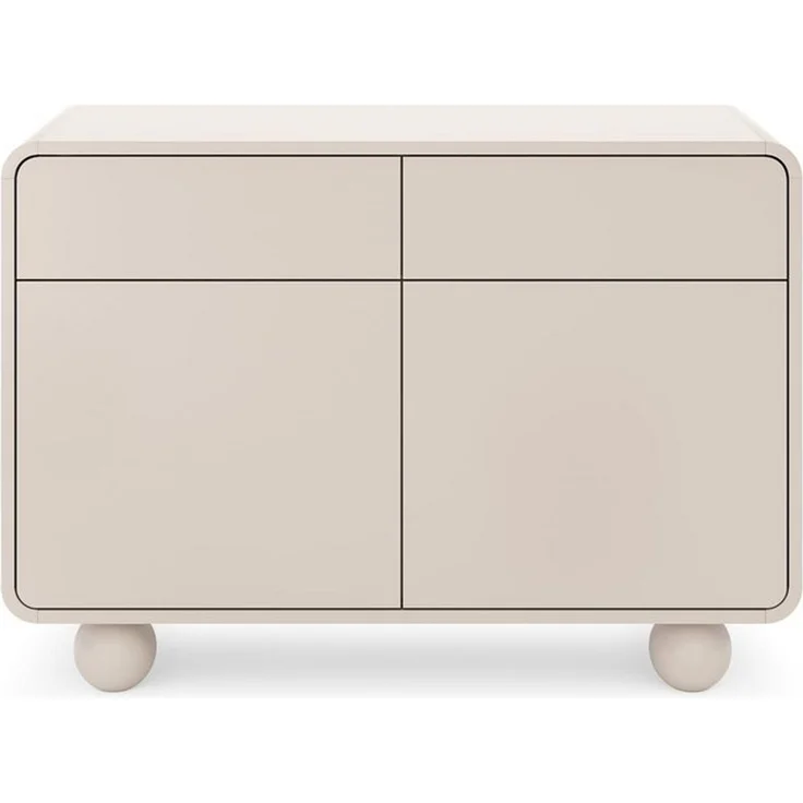 MOEBLO Kommode BERLIN KSZ108 (in Kaschmir, Sideboard mit abgerundeter Form, 2 Türen, 2 Schubladen, Push-to-open und Kugelfüßen, Sideboard Wohnzimmer Kommode Schlafzimmer Komodenschrank), (BxHxT): 108 x 75 x 39 cm – Bild 4