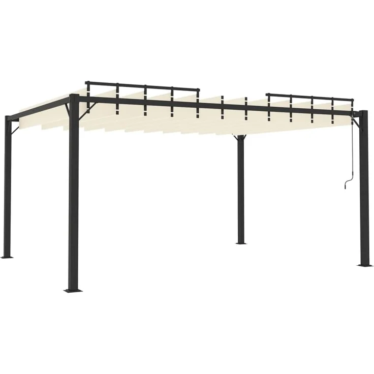 vidaXL Pergola mit Lamellendach 3x4 m Creme Stoff und Aluminium 313927 – Bild 5
