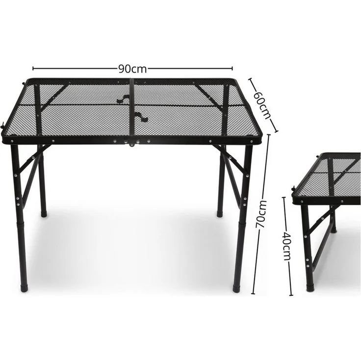 Sarcia. eu Campingtisch Klappbarer Campingtisch schwarz, höhenverstellbar 90x60x40/70 cm – Bild 4